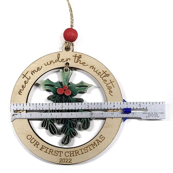 Wooden Christmas ornament Our first Christmas meet me under the mistletoe - Picture 5 of 8